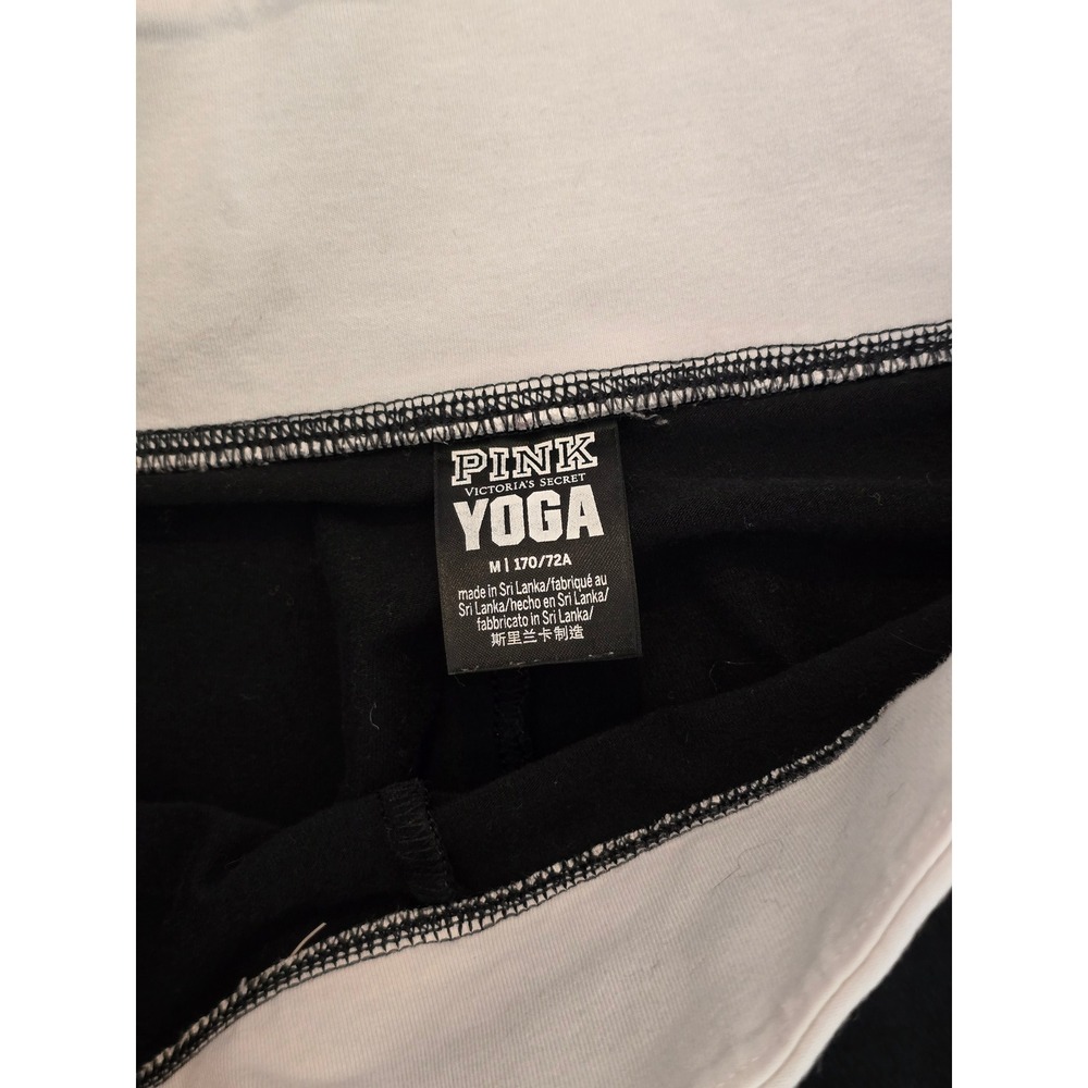 Pink Victoria's Secret Yoga Leggings Black White Logo Medium Y2k VS PInk - Picture 2 of 4